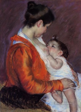 メアリー・カサット Painting - ルイーズが子供を看護する母親の子供たち メアリー・カサット